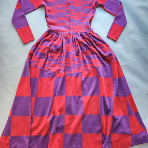 Vintage l. Magnin Rudi Gernreich Purple Red Long Sleeve Dress 10 - Picture 11 of 16